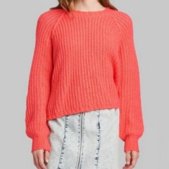 Wild Fable NWT coral crop knit sweater size large - Picture 1 of 10